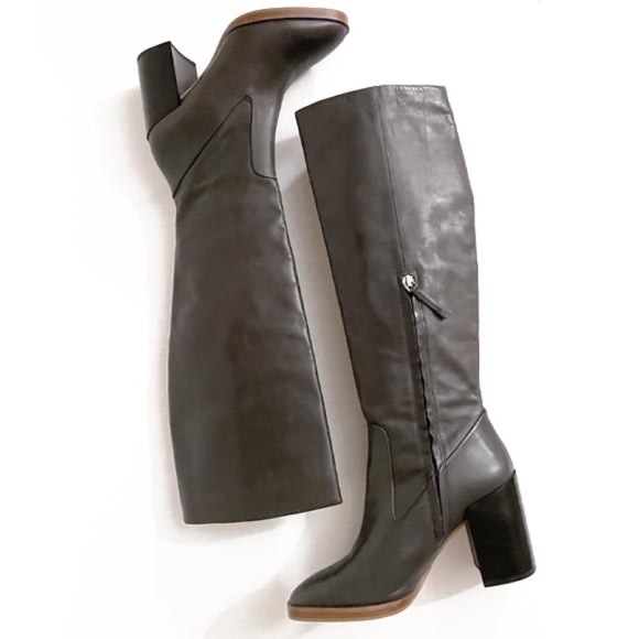 NWT ZARA LEATHER TALL HEELED BOOTS 6.5 - Picture 3 of 10